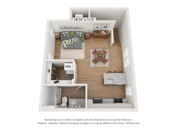 Floor Plan  a 1 bedroom floor plan at the crossings at white marsh apartments in white marsh, md