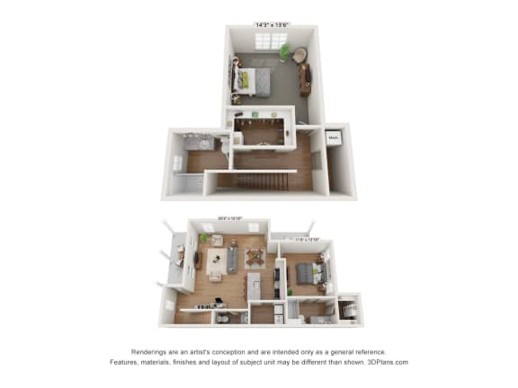 Floor Plan  a floor plan of a 3 bedroom apartment
