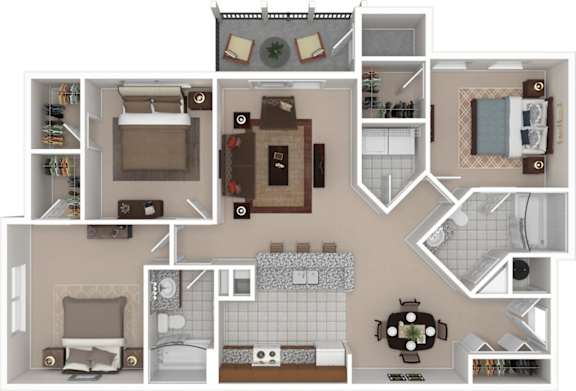 Floor Plan  A floor plan of a house with a kitchen, living room, dining room, and bathroom.