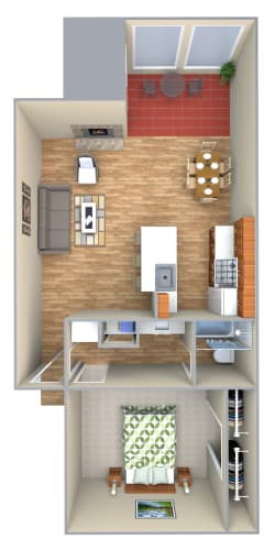 Floor Plan  1-1D floorplan at Sugar Tree Apartment Homes, Corpus Christi, TX