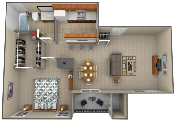 Floor Plan  a floor plan of a one bedroom apartment at the ace apartments in los angeles, ca