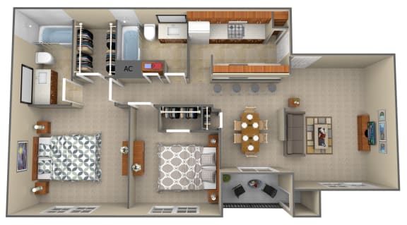 Floor Plan  a floor plan of a two bedroom apartment at the crossings at white marsh apartments in white marsh