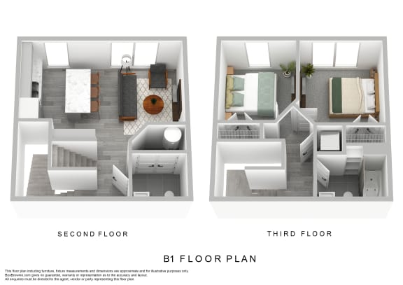 Floor Plan  B1 - Two Bedroom Townhome