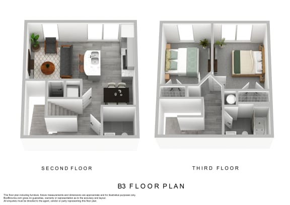 Floor Plan  B3 - Two Bedroom Townhome