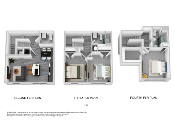 Floor Plan  C2 - Three Bedroom Townhome