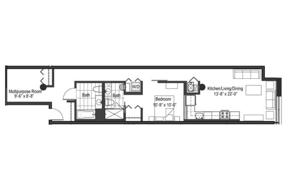 Floor Plan  the floor plan of the studio apartment