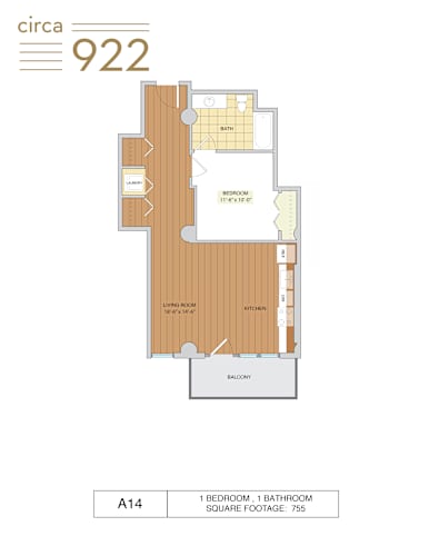 Floor Plan  A floor plan for a 922 apartment shows a living room, dining room, kitchen, bedroom, bathroom, and balcony.