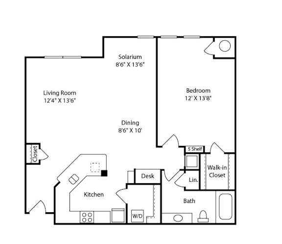 Floor Plan  A black and white image of a floor plan for a small house.