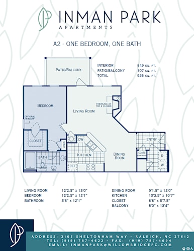 Floor Plan  A floor plan of a house with a living room, dining room, kitchen, bedroom, bathroom, closet, and patio.