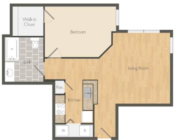 Floor Plan  a floor plan of a living room and a kitchen