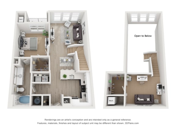 Floor Plan  One Bedroom w-Loft R