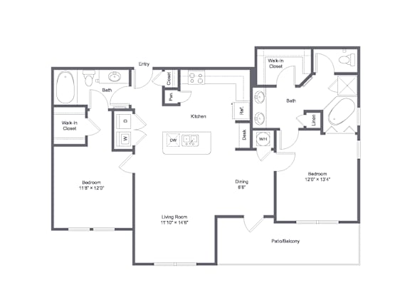 Floor Plan  A floor plan of a house with a living room, dining room, kitchen, and bedrooms.