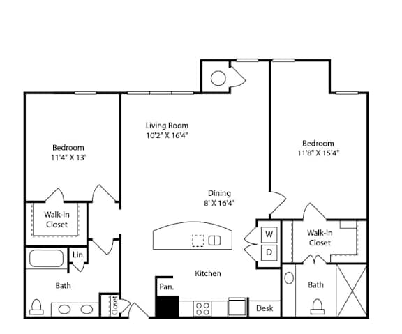 Floor Plan  A black and white image of a floor plan for a house.