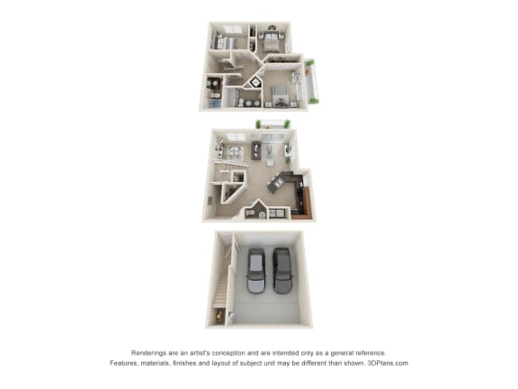 Floor Plan  Barcelona 3 Bedroom Townhome with Attached Garage