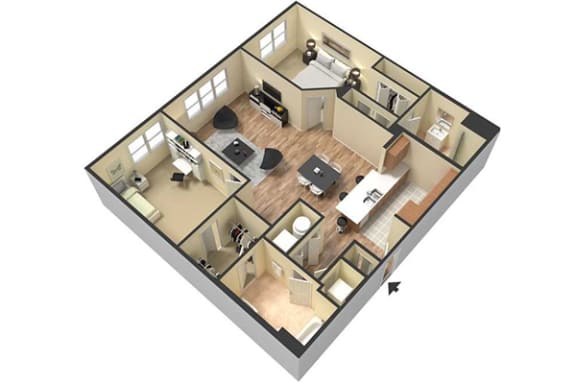 Floor Plan  a floor plan of a home with a large living room and a kitchen