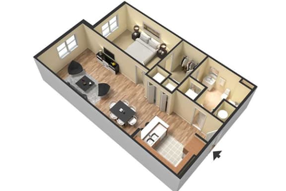 Floor Plan  a floor plan of a small apartment with a kitchen and a living room