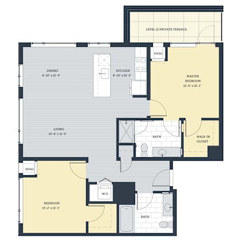 Floor Plan  A floor plan of a house with a master bedroom, a walk-in closet, and a dining area.