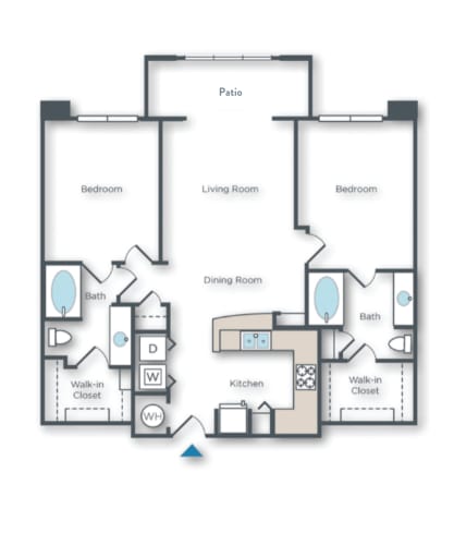 Floor Plan  2 bed 2 bath with patio