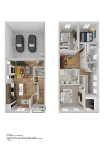 Floor Plan  a rendering and a 3d floor plan of a house