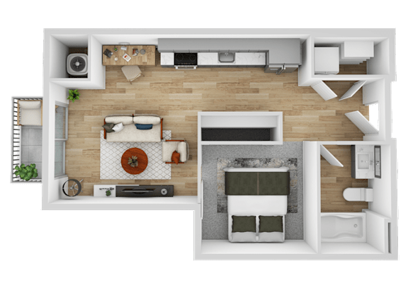 Floor Plan  a bedroom floor plan with a bathroom and a living room