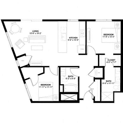 Floor Plan  the floor plan of the apartment is available for rent
