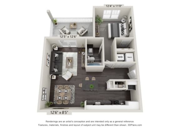 Floor Plan  a 1 bedroom floor plan  villas at spring creek