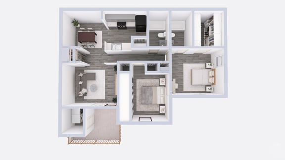 Floor Plan  a 3d floor plan of a house with a bedroom and a living room