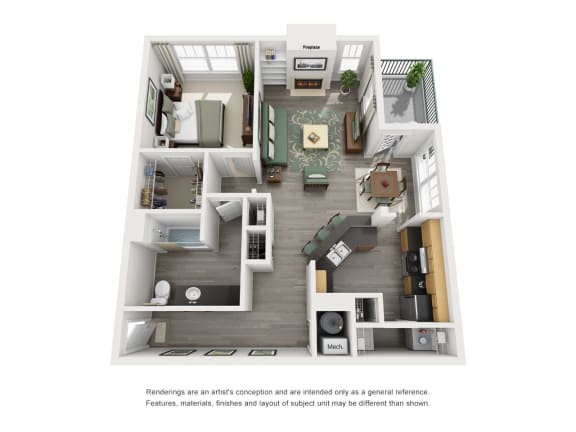 Floor Plan  the outlook floor plan  woodland park apartments  670 sq ft