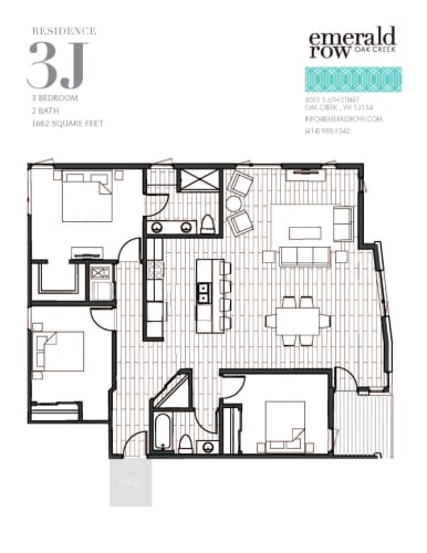 Floor Plan  a typical floor plan of a 3j condo