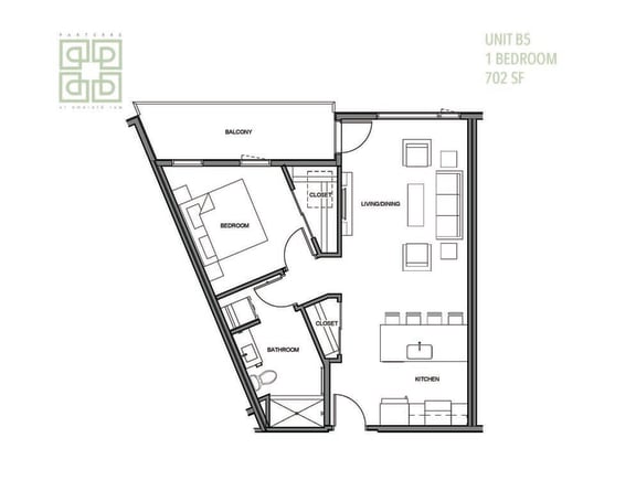 Floor Plan  a floor plan of a 1 bedroom apartment