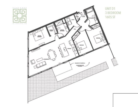Floor Plan  floor plan of the first level of the apartment building