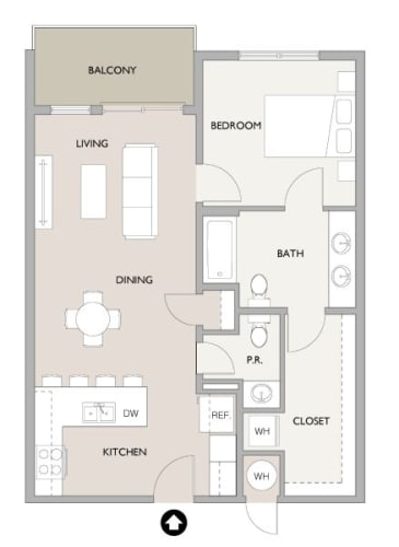 Floor Plan  a floor plan of a small apartment with a bedroom and a living room