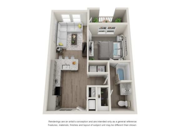 Floor Plan  a 1 bedroom floor plan with a bathroom and a living room