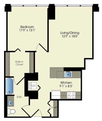 Floor Plan  a floor plan of a living room and a kitchen