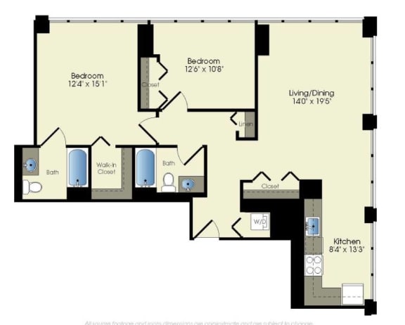 Floor Plan  a floor plan of a unit with a bedroom and a bathroom