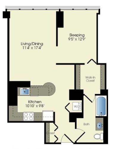 Floor Plan  a blueprint of a floor plan of a room with a wheelchair