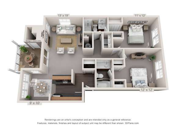 Floor Plan  A 3D floor plan of a house with dimensions and a disclaimer at the bottom.