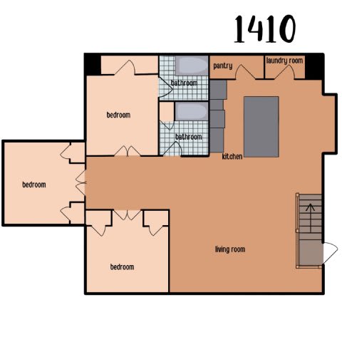 Floor Plan  a floor plan of a 1190 sq ft floor plan with bedrooms and a bathroom