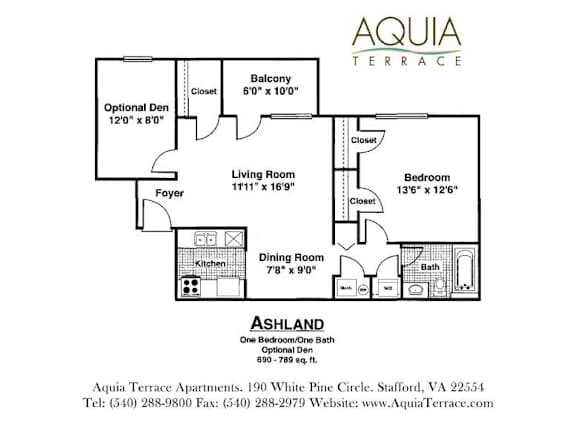Floor Plan  A floor plan for the Aquia Terrace apartments.