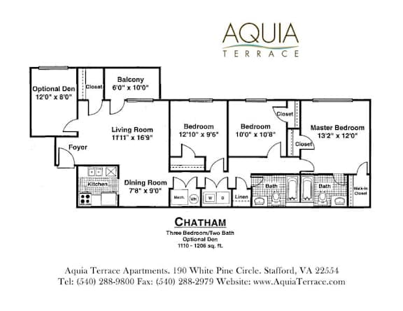 Floor Plan  A floor plan for the Aquia Terrace apartments.