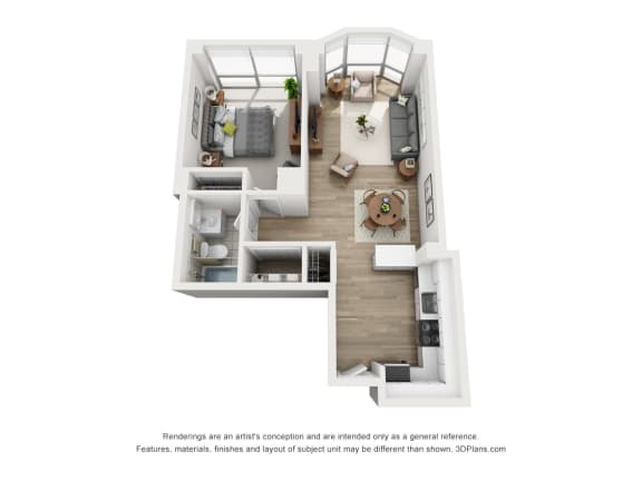 Floor Plan  One Bedroom J