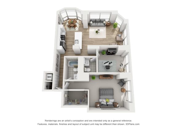 Floor Plan  a floor plan of a 1 bedroom floor plan with roommates