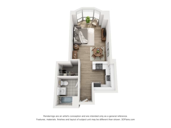 Floor Plan  a stylized floor plan with a bedroom and a living room