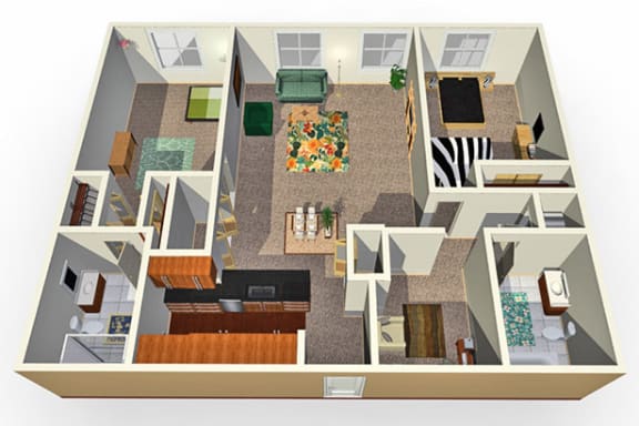 Floor Plan  a floor plan of a 1 bedroom apartment at The Bayshore Place Apartments in Glendale, WI