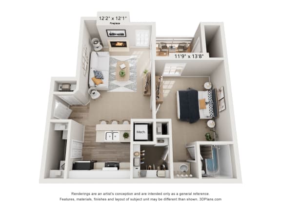 Floor Plan  a stylized floor plan with a bedroom and a living room
