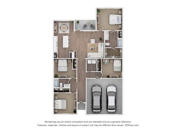 Floor Plan  a floorplan of a 3 bedroom apartment with a convertible unit and a convertible car