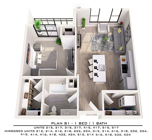 Floor Plan  B1-1 1X1