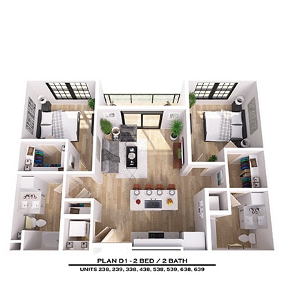 Floor Plan  D1 2X2