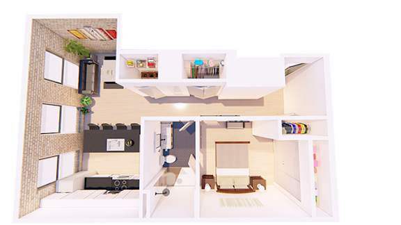 Floor Plan  1 Bedroom L 1 Bathroom Floor plan at Bostad Apartments, Fargo, North Dakota, 58102