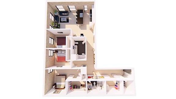 Floor Plan  3 Bedroom 2 Bathroom Floor plan at Bostad Apartments, Fargo, North Dakota 58102